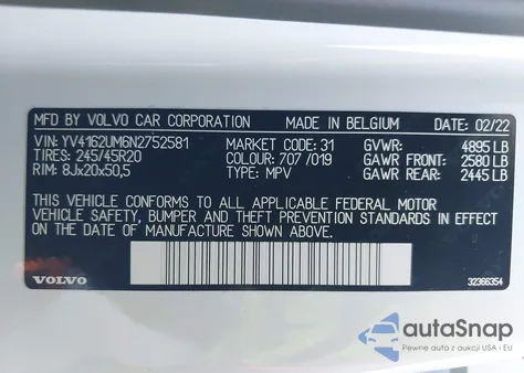 2022 Volvo Xc40 T5 R-Design from USA, damaged, VIN YV4162UM6N2752581